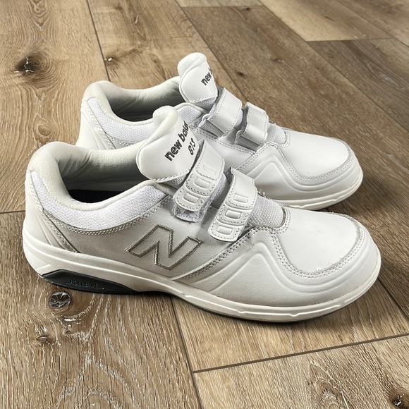 New Balance 813 White Gray Shoes Hook & Loop Velcro Walking Shoe - Picture 1 of 10
